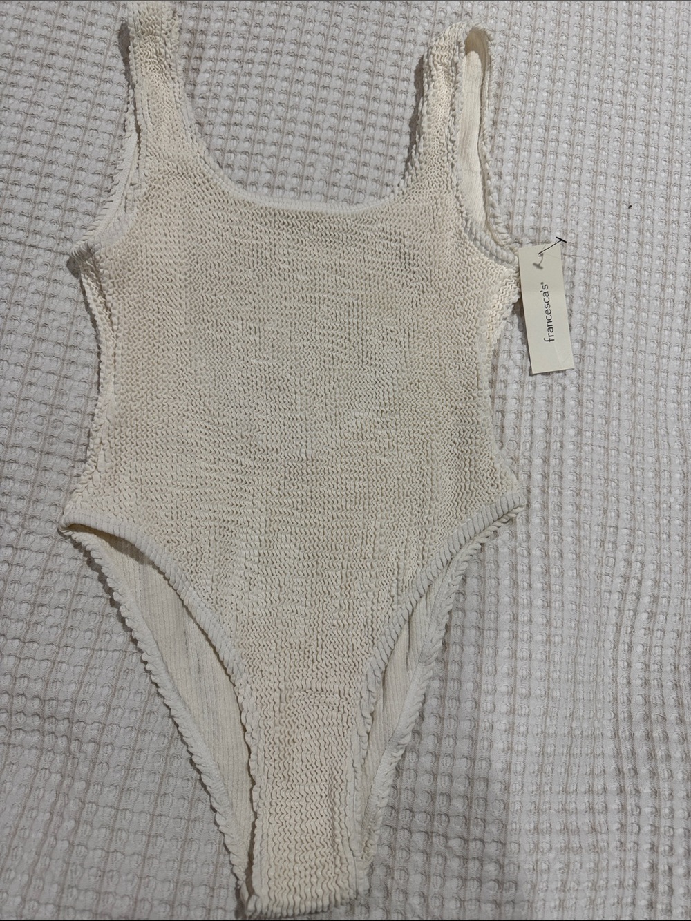 miami Cream Textured One-Piece Swim Suit